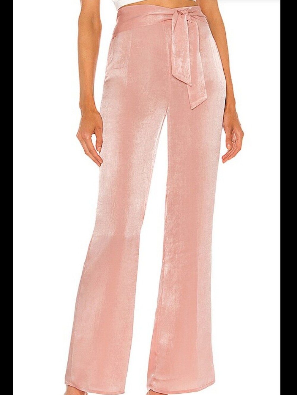 Michael Costello x REVOLE Joanna Wide Leg Pant in Blush Small